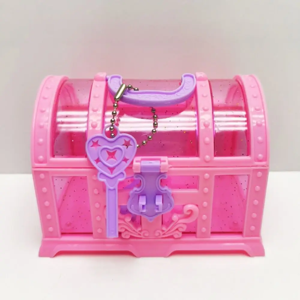 Mini Box Pink/Purple Jewelry Box With Lock Pretend Play Cute Makeup Box Girls Dressing Plastic Treasure Chest