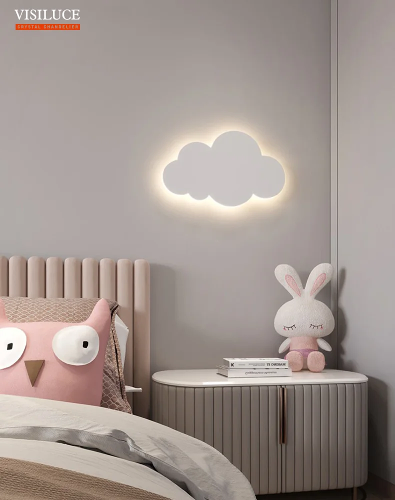 Imagem -02 - Modern Touch Switch Led Cloud Lâmpada de Parede Sala de Estar Menina Infantil Quarto Infantil Decoração de Cabeceira Arandelas Led Branco Rosa