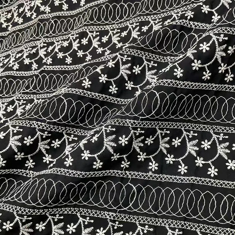 

Pastoral Style Milk silk Embroidered Floral 100% Cotton Fabric DIY Children's Women's Clothing Curtains Tablecloth Sewing