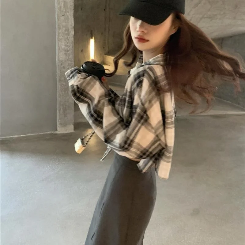 Shirts Women Popular Summer Thin Plaid Clothing Ins Street Wear Korean Style Young Ladies College All-match Hot Sale Simple Soft