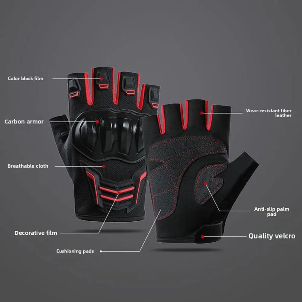 Breathable Motorcycle Gloves Summer Half Finger Guantes Moto Men Motorbike Riding Gloves Protective Gear ATV MTB Cycling Gloves