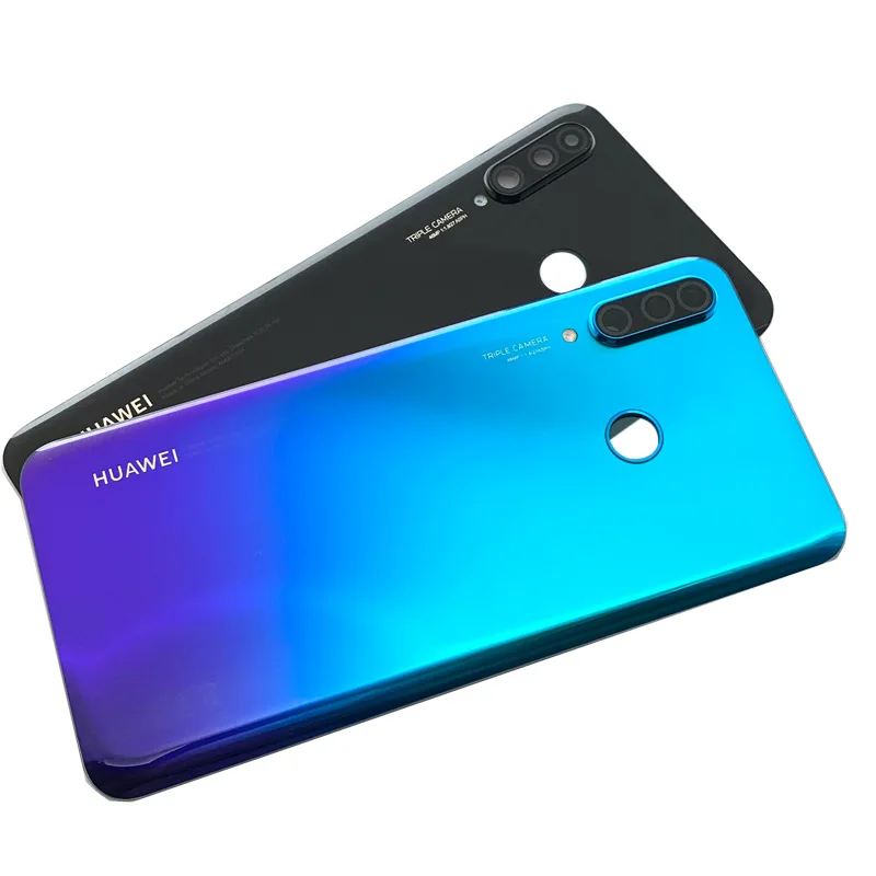 Vidro tampa traseira para huawei p30 lite, peça de reposição com lente da câmera, novo, 48mp