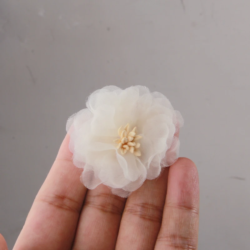 10PCS/Lot Beige Series Mix Styles Set Chiffon Fabric Flowers For Wedding Invitation Artificial Flowers For Dress Hat Decoration