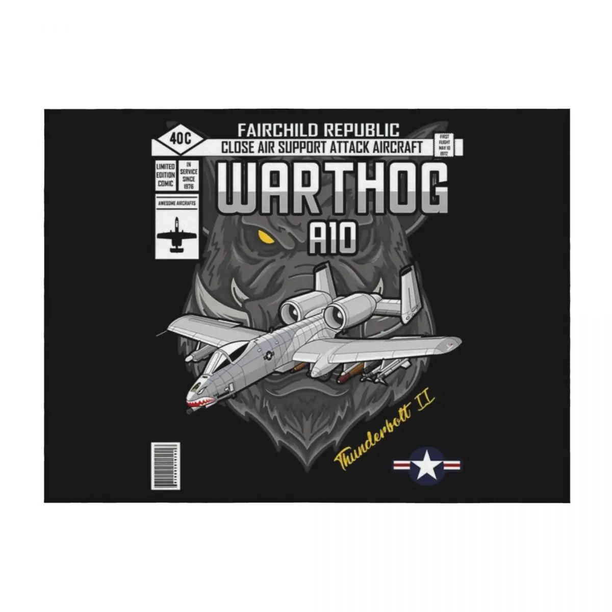 

A-10 Warthog Limited Edition Comic Throw Blanket Plaid Loose Bed Fashionable Summer Beddings Blankets