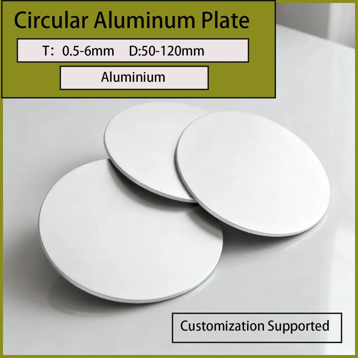 Plaque d'aluminium circulaire de 0.5mm ~ 6mm d'épaisseur, diamètre 50mm-120mm, cadre de découpe de Machine en métal, bricolage, feuille d'aluminium