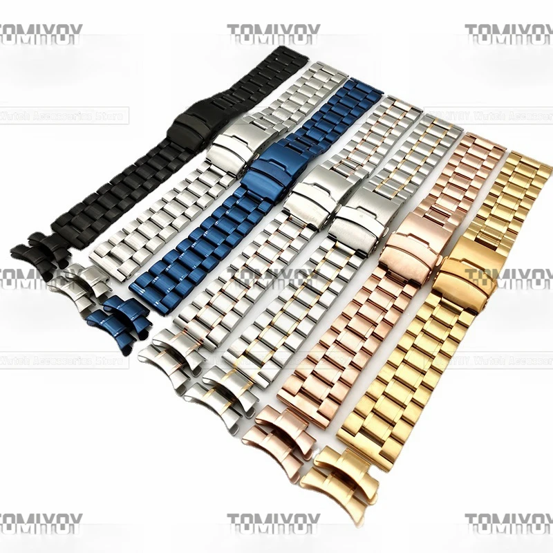 18 20 22 24MM Flat End And Cuverd End Multiple Colors Stainless Steel Solid Jubliee Watch Band
