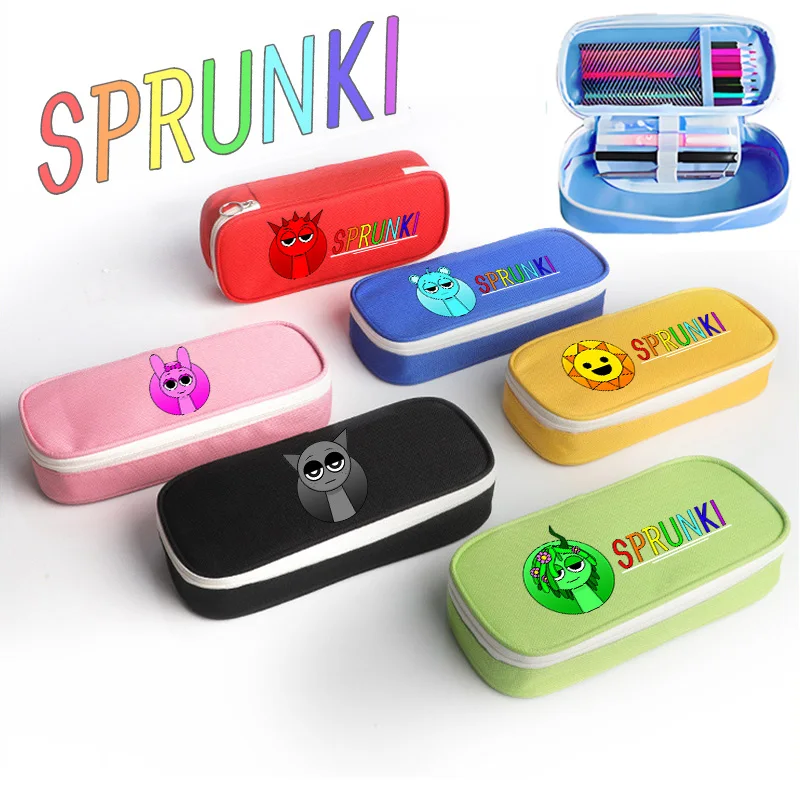Sprunki Student Stationery Box Hot Game Figures Pencil Case Boy Girl Zipper Pen Pouch Cartoon School Supplies Birthday Gifts