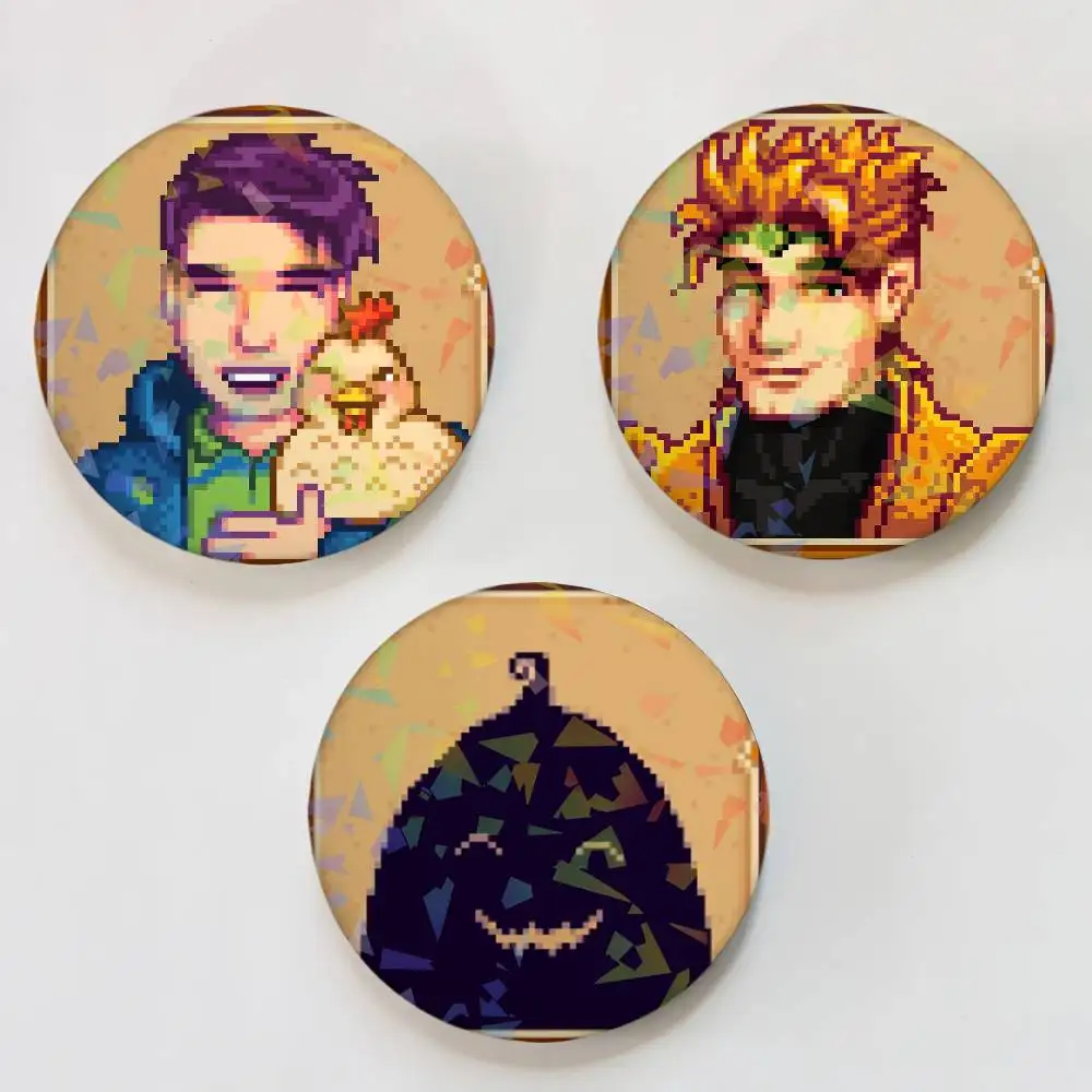 Game S-Stardew Valley Laser Button Pins Backpack Clothing Decor Brooch Fiction Badge Jewelry Gifts