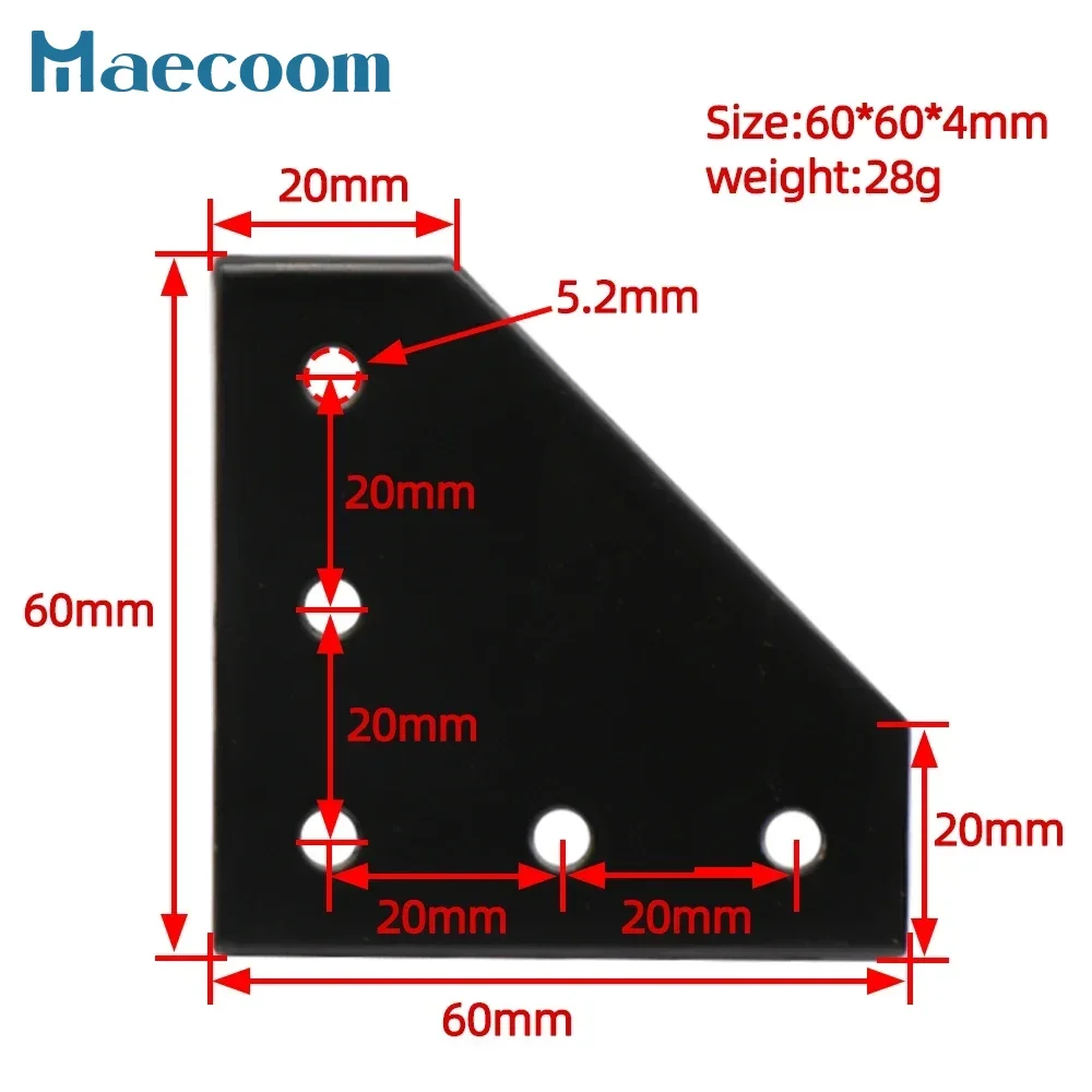 5 holes 90 degree joint board plate corner angle bracket connection joint strip for 2020 3030 4040 1515 aluminum profile