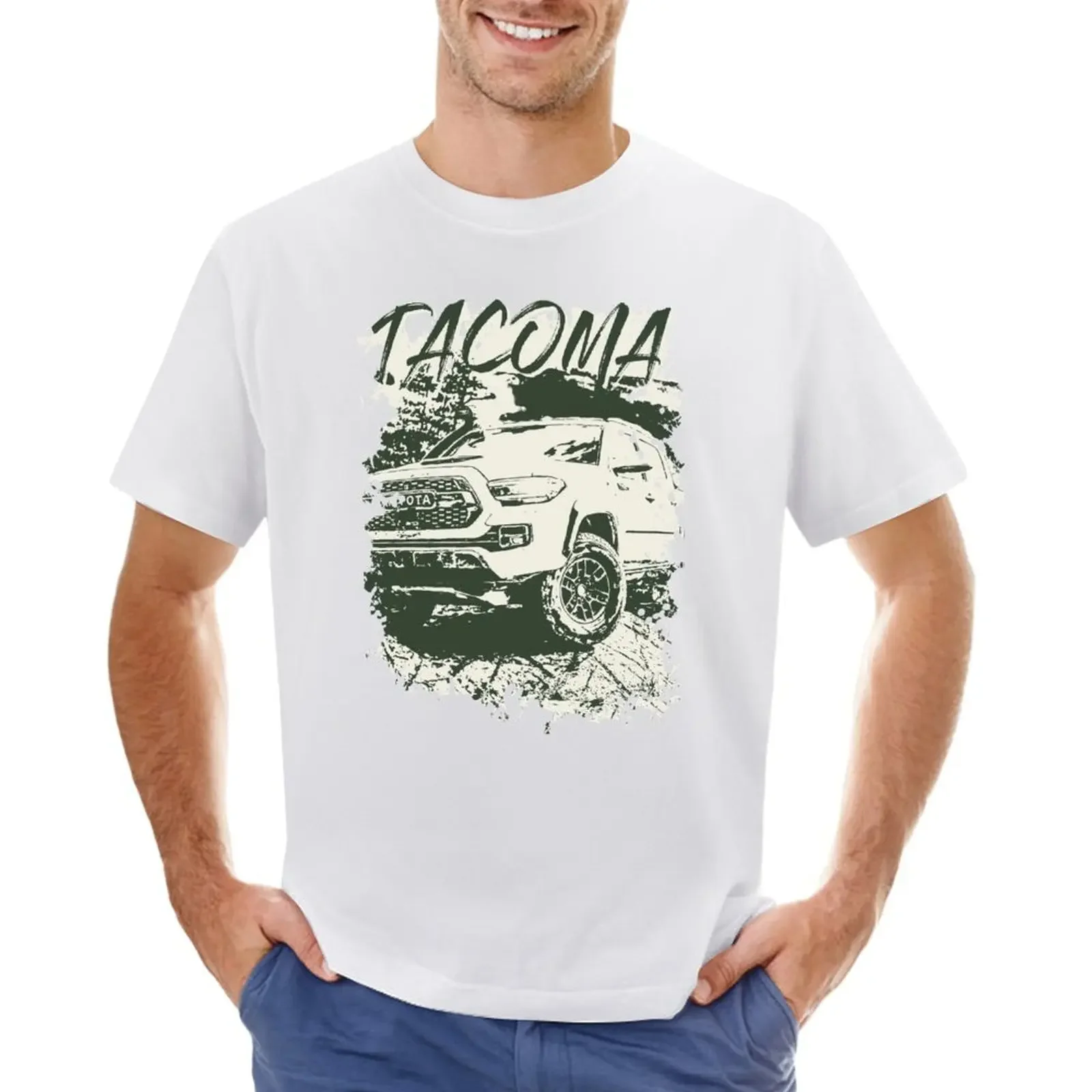 Tacoma Poster Style Sketch w Text T-shirt heavyweights sweat customizeds Short sleeve tee men