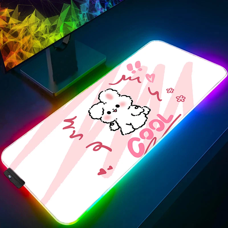 

Mouse Pad Anime Carpe RGB PC Gamer Computer Kawaii Pink Mousepad Varmilo Bunny Keyboard Pad LED Gaming Accessories Desktop Mat