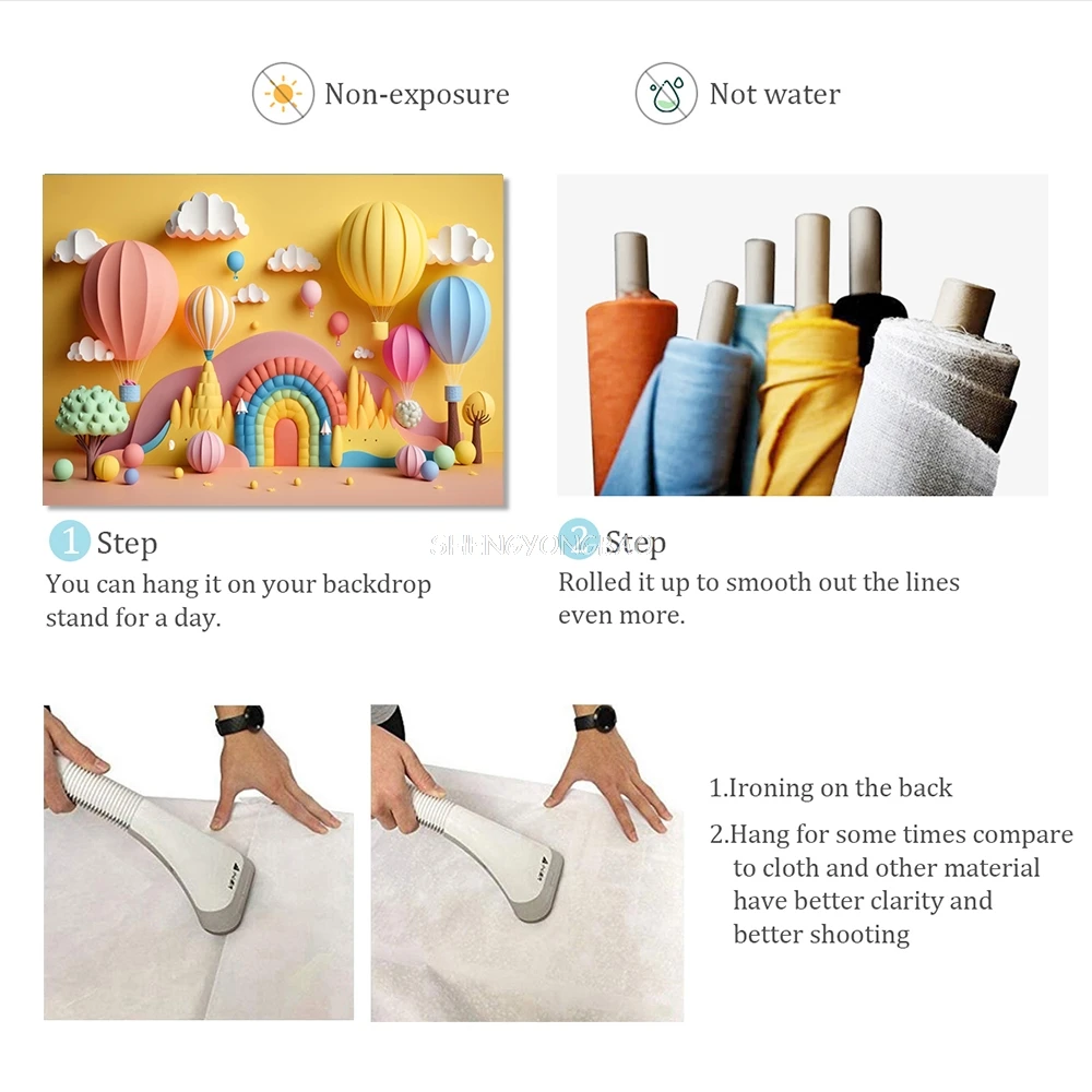 بالون ملون الطفل سنة واحدة عيد ميلاد صورة خلفيات للتصوير الفوتوغرافي اللعب الدب الزهور غرفة داخلية صورة خلفية QQ-01