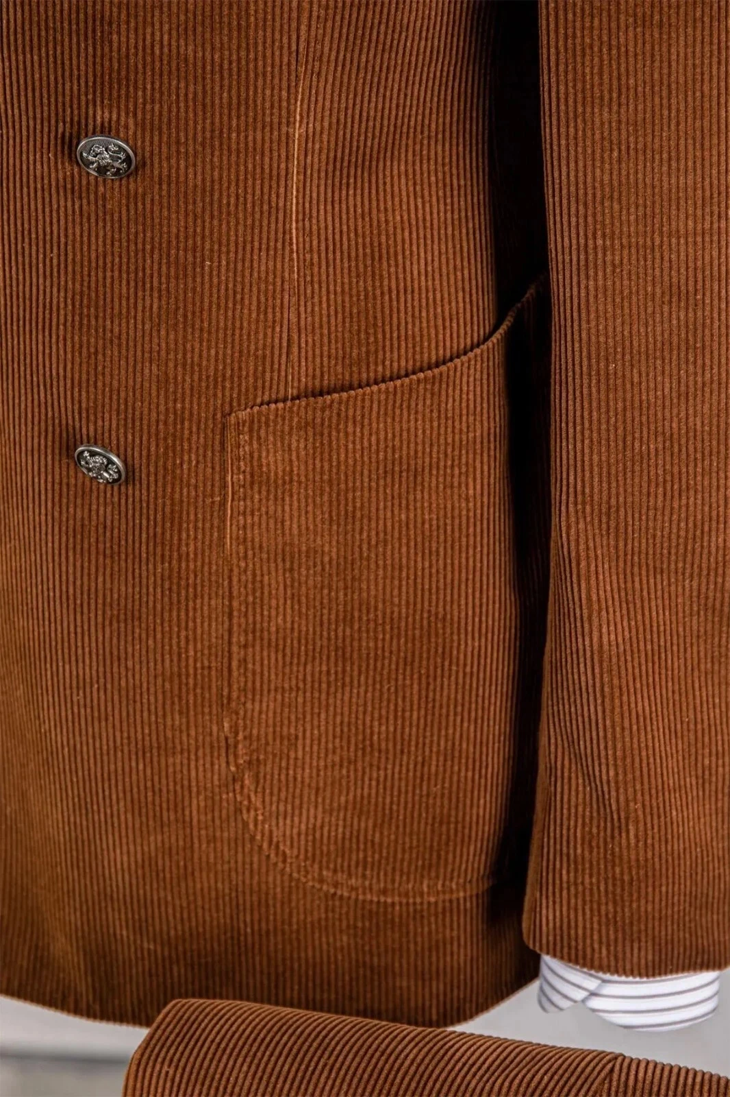 코듀로이 남성 정장 웨딩용 2피스 재킷 바지 정장 두꺼운 가을 겨울 상의 연회 비즈니스 오피스 남성 외투 맞춤 제작