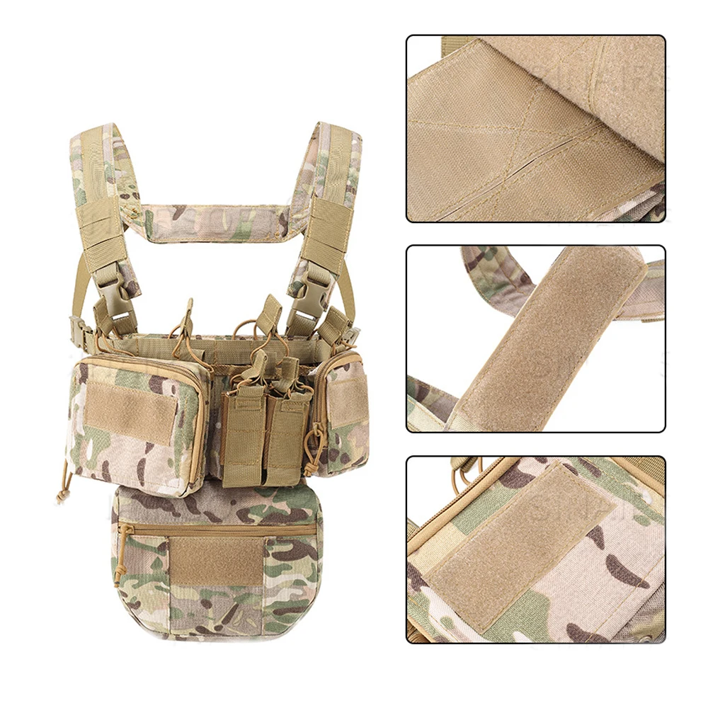 Tactical Vest CS Multifunctional quick Detachable Chest Hanger with multiple pockets for Outdoor Hunting