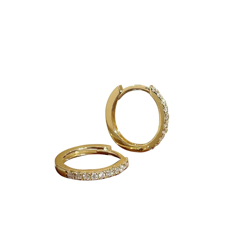 

EVISPOL White Zircon Small Stone Huggie Hoop Earrings For Women Men Vintage Gold Silver Color Wedding Ear Piercing Jewelry Gift