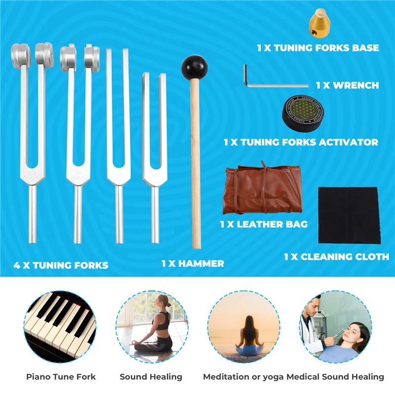 

Chakra Tuning Forks 128Hz, 136.1Hz, 256Hz, 384Hz Forhealing,Sound Therapy,Keep Bodyabht