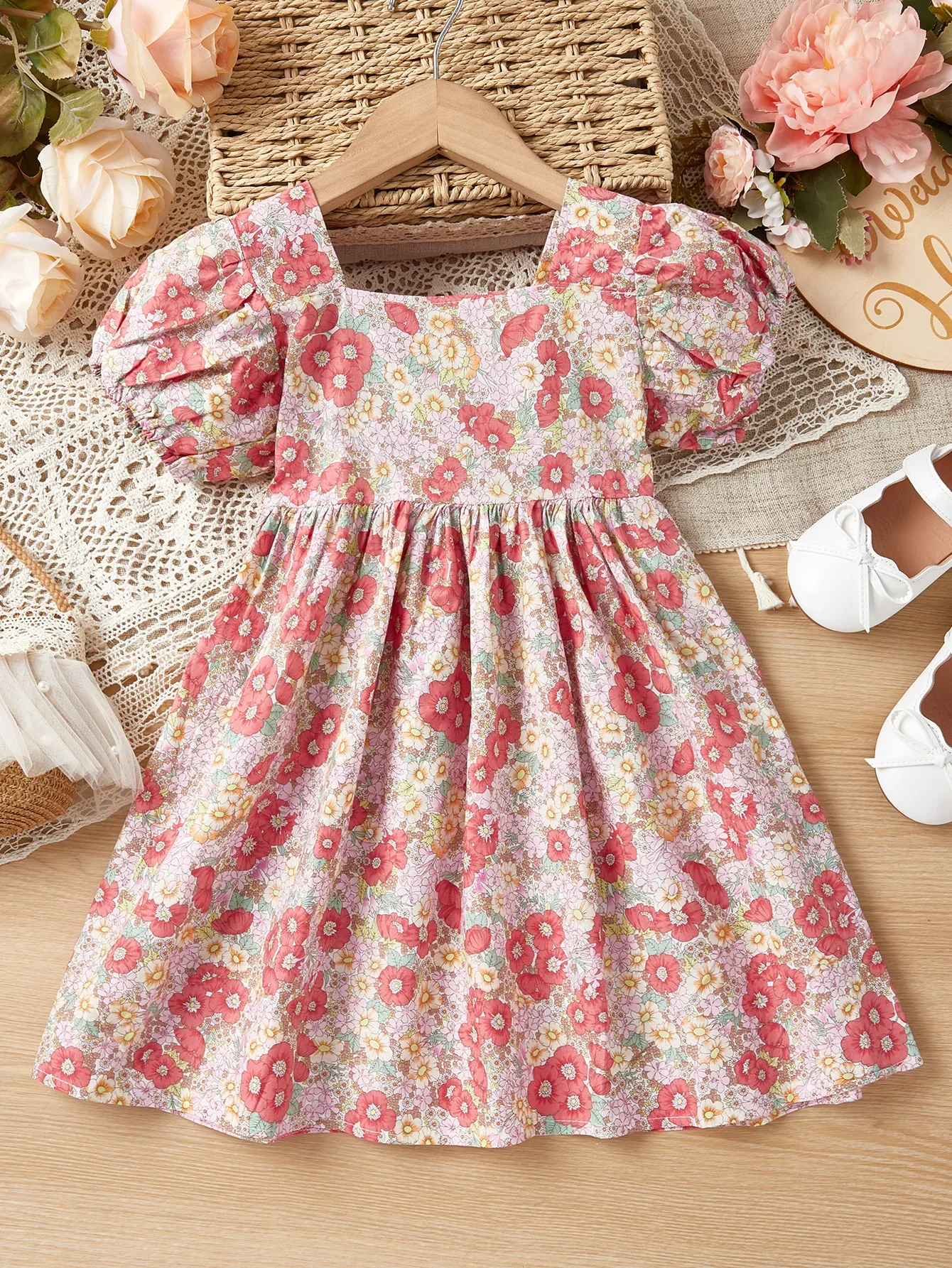 2024 Summer Girls Casual Floral Princess Dress Little Girls Cute Party Gift Holiday Dress Kids Toddler Dress