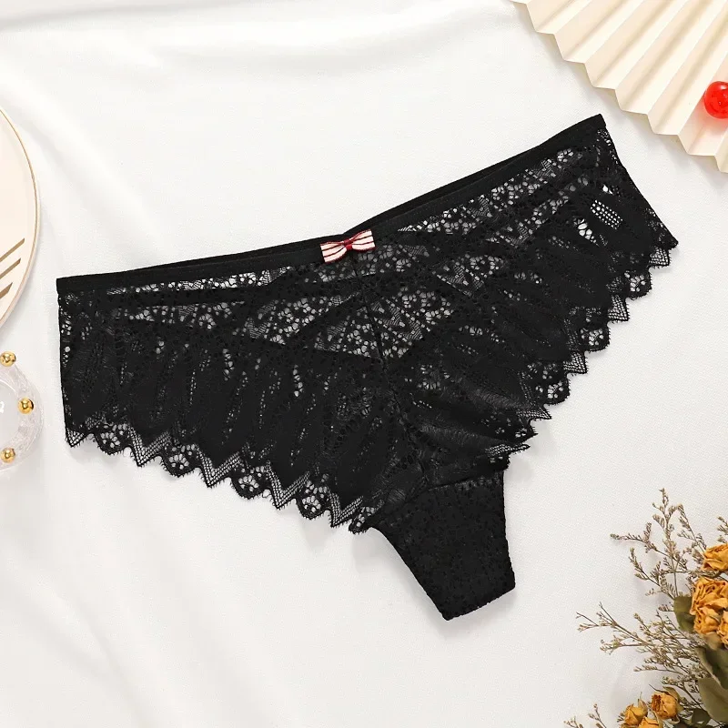 Nova calcinha feminina renda roupa interior sexy cintura baixa briefs oco para fora g string underpant sólido confortável lingerie feminina