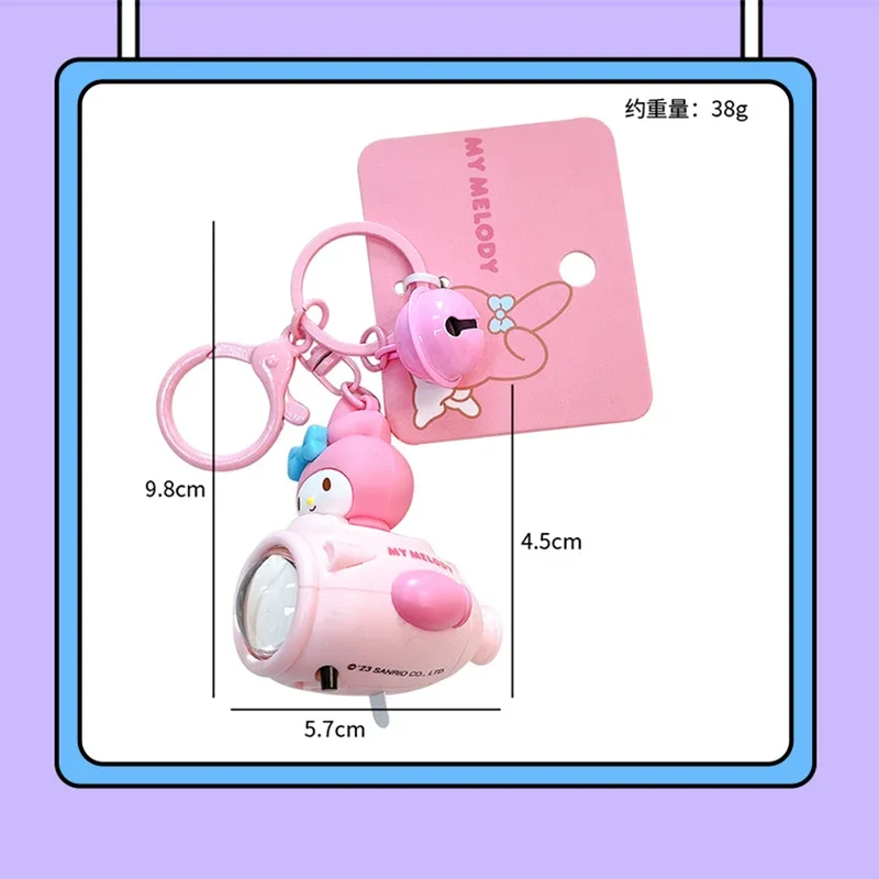 MINISO Glowing Sunset Lights Spaceship Sanrio Hello Kitty Cinnamoroll Kuromi Melody Cute Car Charm Couple Keychain Charm Gift