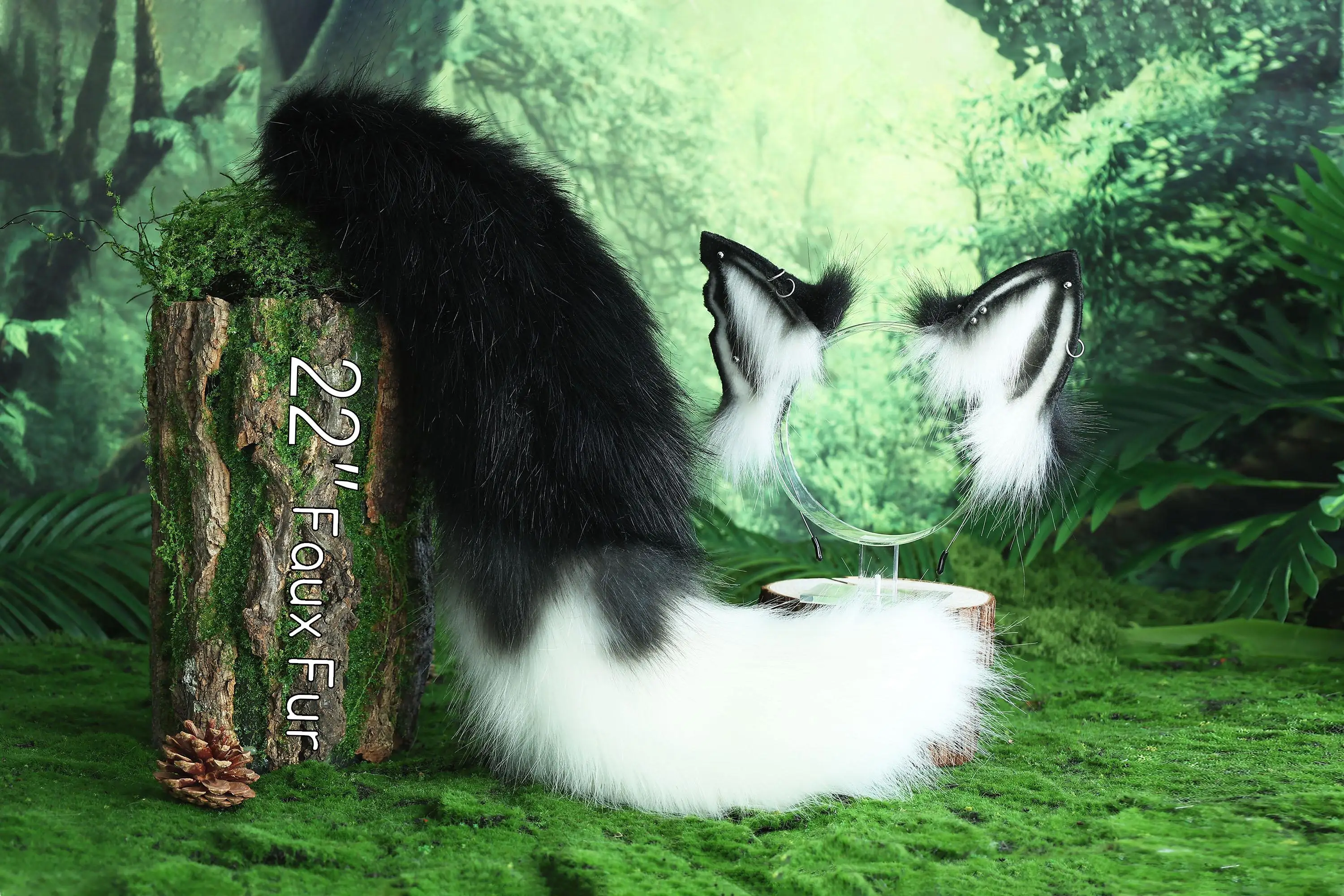 Simulated Fox Ear Headband Plush Beast Tail Kitten Set Role Playing Props Anime Exhibition Accessories