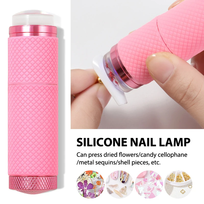 Portable Handheld Nail Art UV Press Light LED Lamp With Silicone Stamper Head