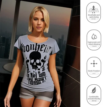 Y2K Dameskleding Vintage T-shirts Skelet Letter Print Vrouw Kleding Amerikaanse Retro Punk Slanke Top Trend Gothic Truien Tees