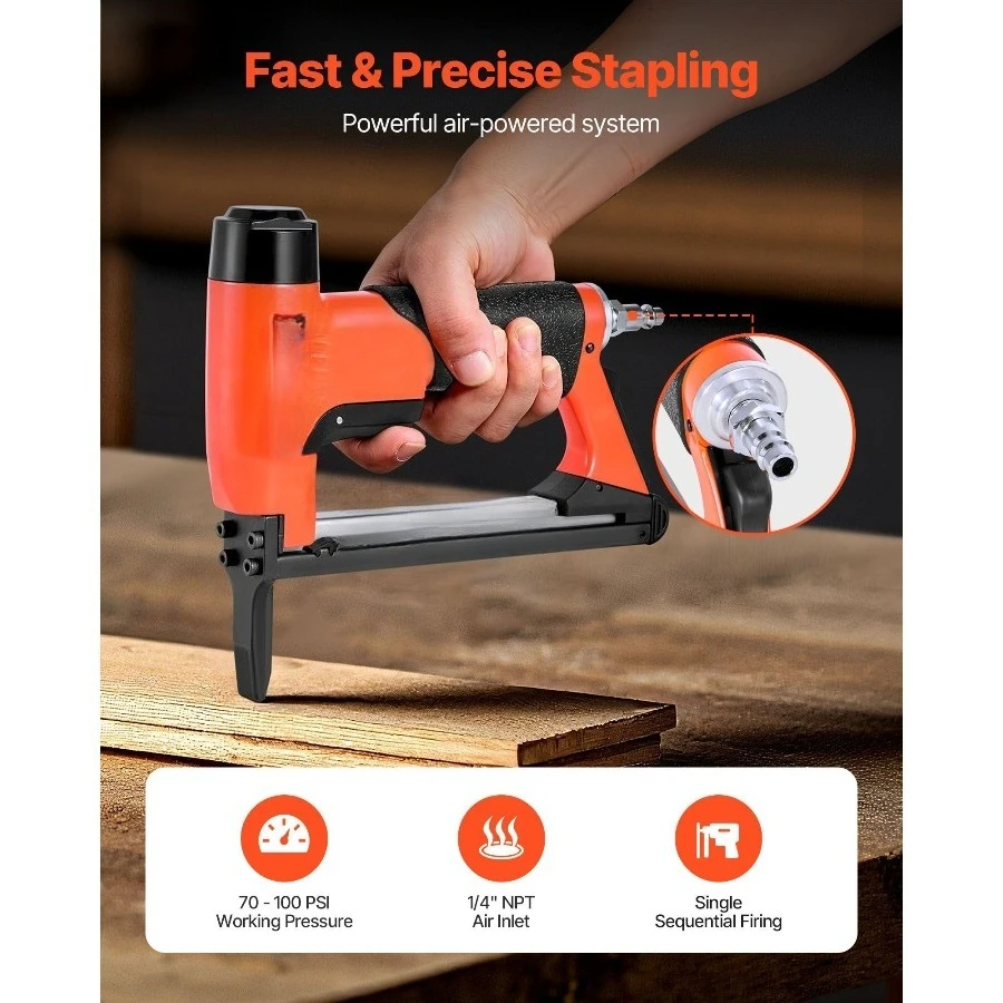 

Пневматический степлер, степлер для обивки с длинным носом 21 калибра для тонких проволочных скоб серии 80, заводная головка 1/2 дюйма, длина 1/4–5/8 дюйма,