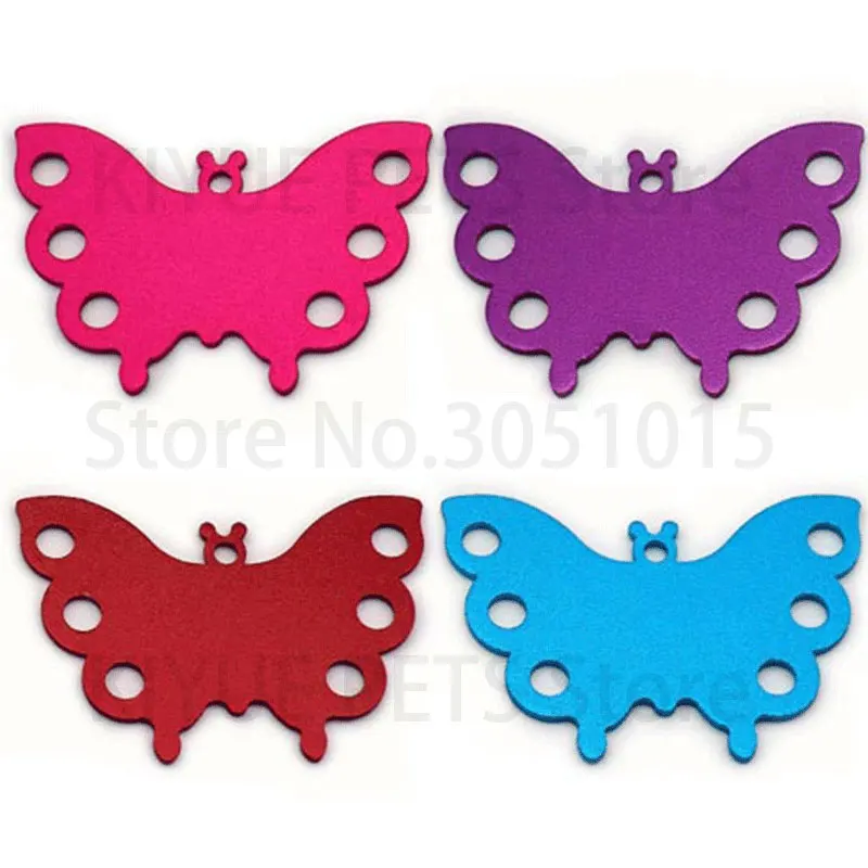 

100PCS Butterfly Tag Metal Blank Keychain Pet Collar Pendant Jewelry Accessory Cat ID Outdoor Anti-Lost