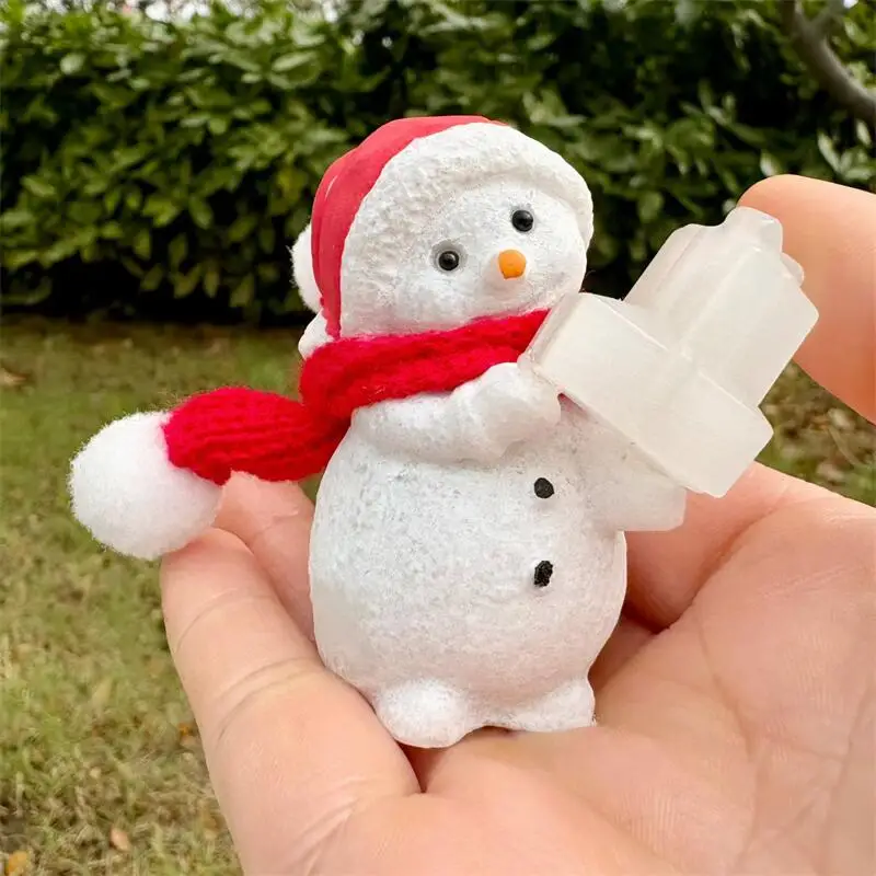 Natural White Marble Jade Snowman Carving Handicraft Ornaments Gift Energy Gemstone Home Decoration Gift 1pcs