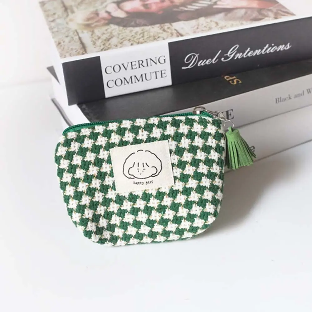 Grote Capaciteit Plaid Mini Portemonnee Geruite Make-up Tas Maandverband Opbergtas Katoenen Doek Kleine Item Tas Tampon Organizer