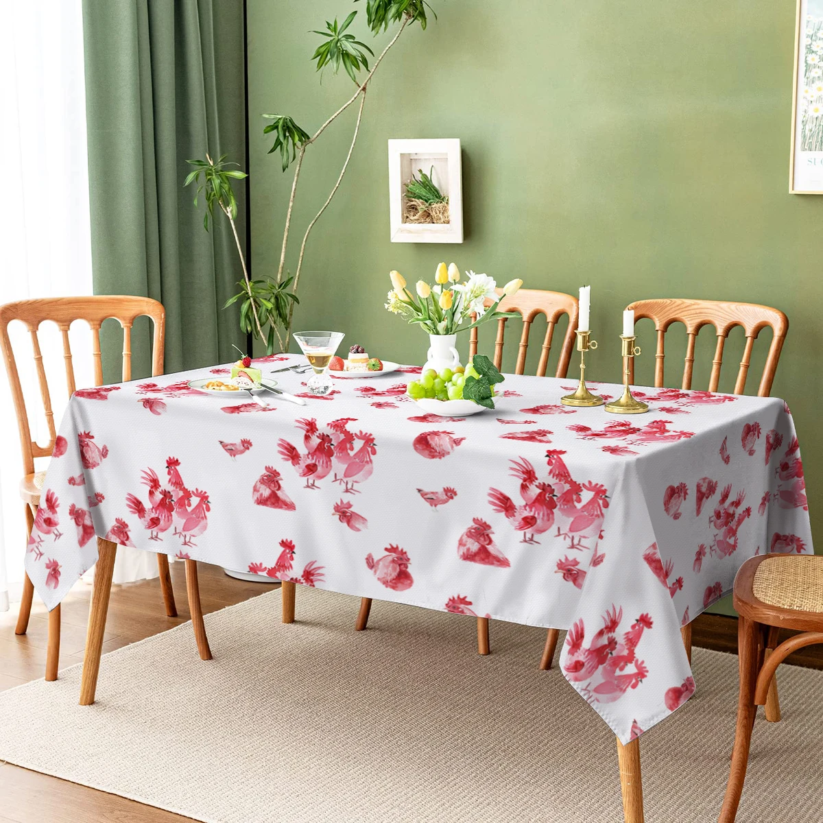 Flower Farmhouse Watercolor Farmhouse Stain Resistant Tablecloth Coffee Table Antifouling Home Living Room Dining Table