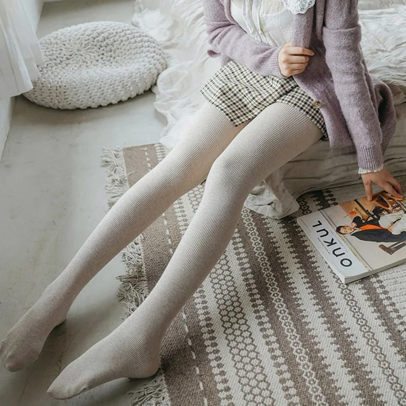 Winter Warm Leggings Women High Waist Stretchy Fitness Thermal Ankle Length Knitting Basic Solid Ribbed Daily All-match Bottom