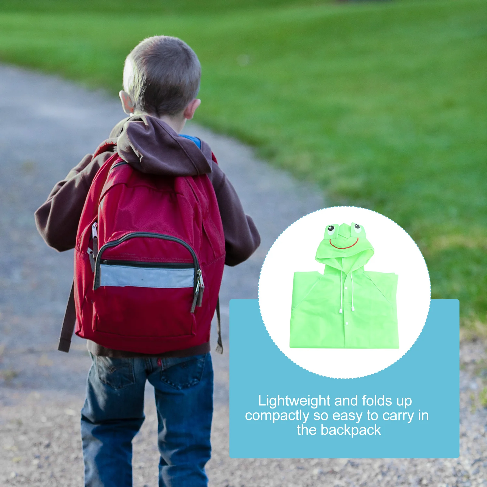 

Animal Design Rain Poncho Kids Cartoon Raincoat Lightweight Foldable Hooded for Children Theme Park Water Rides Camping Fishing