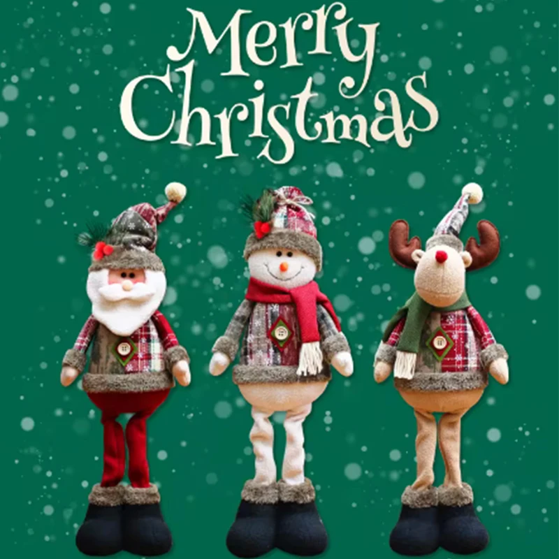 1PCS Large Size Christmas Figurine Telescopic Length Christmas Gnome Ornament Standing for Home Decor Table Tree Holiday