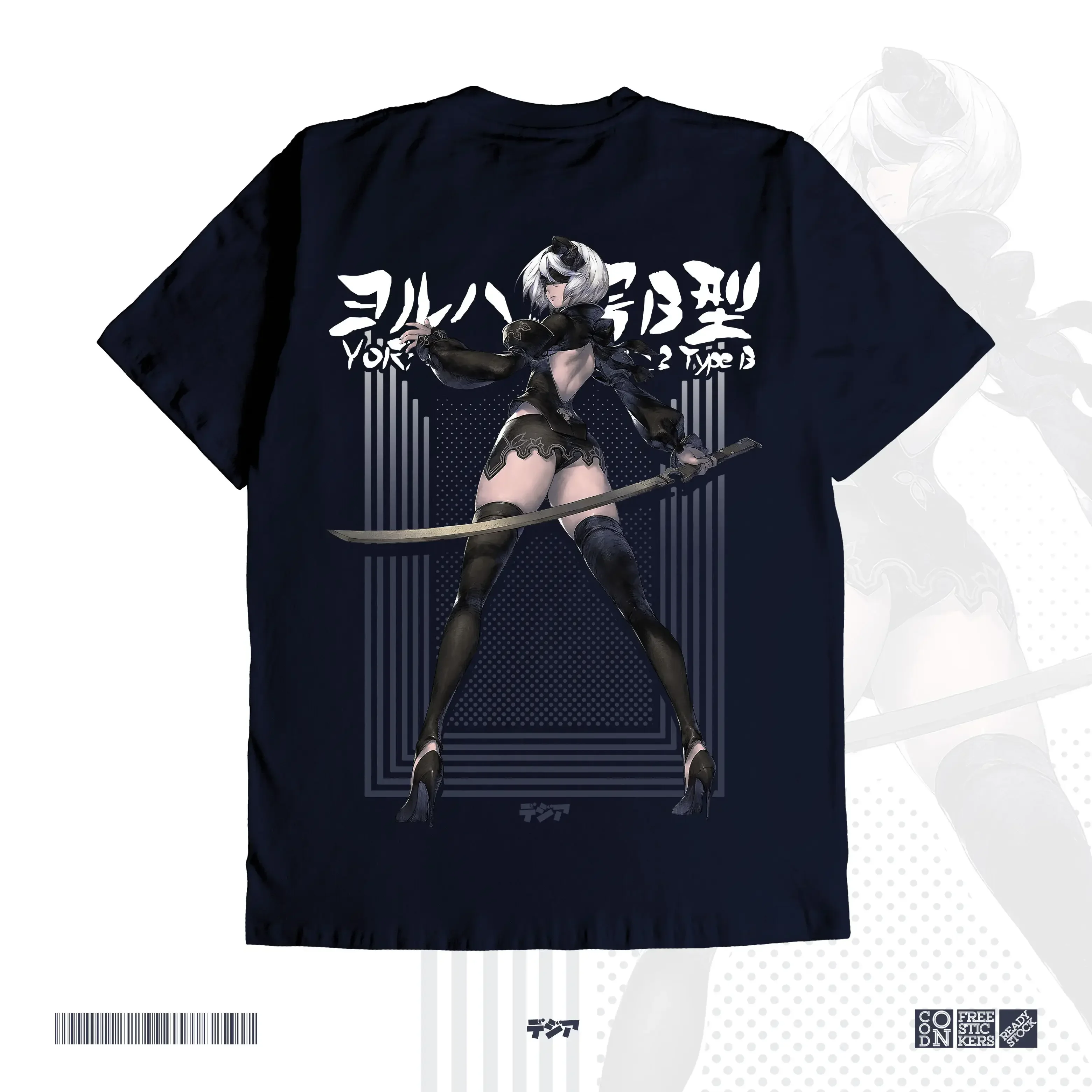 2B YORHA NO 2 TYPE B NIER AUTOMATA GAME Kaos Anime Manga Baju T-Shirt Jepang DJA Cloth