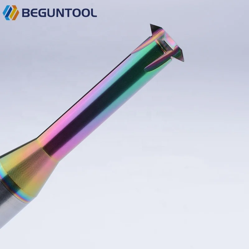 CNC 60 درجة أسنان واحدة DLC سبعة ألوان الألومنيوم متري واحد الناي الصلبة كربيد الموضوع قاطعة المطحنة أدوات الطحن