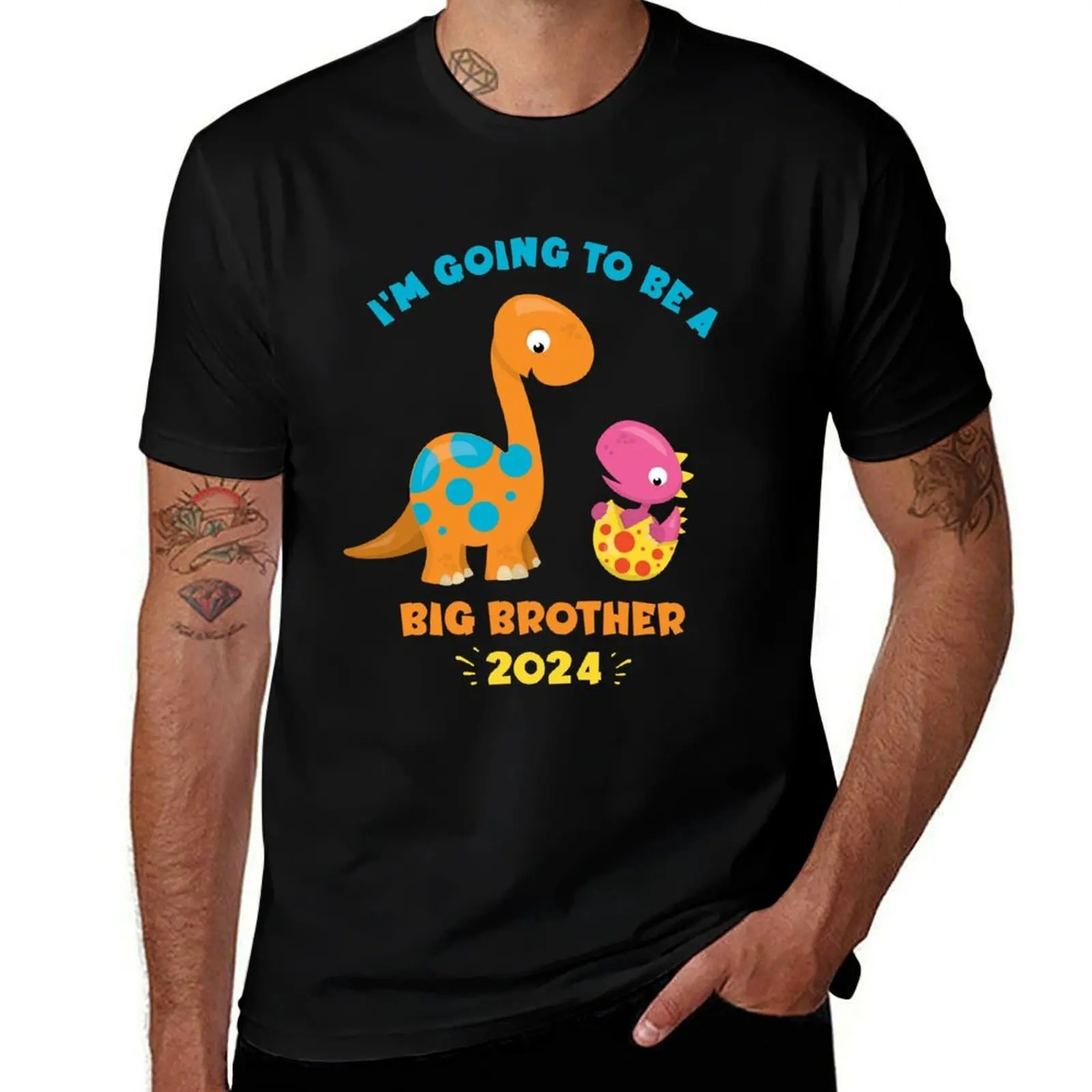 I'm Going To Be A Big brother 2024 cute dinosaurs T-Shirt Thanksgiving Casual Tee