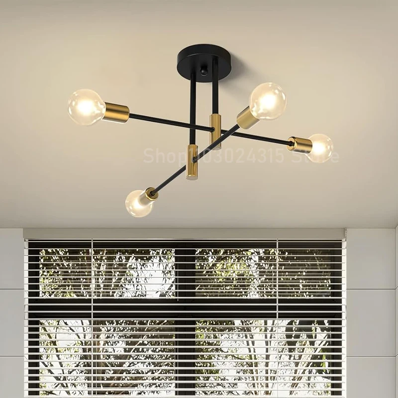 Lampadario a soffitto semplice ramo moderno nordico E27 nero oro LED plafoniera ristorante corridoio balcone illuminazione del corridoio