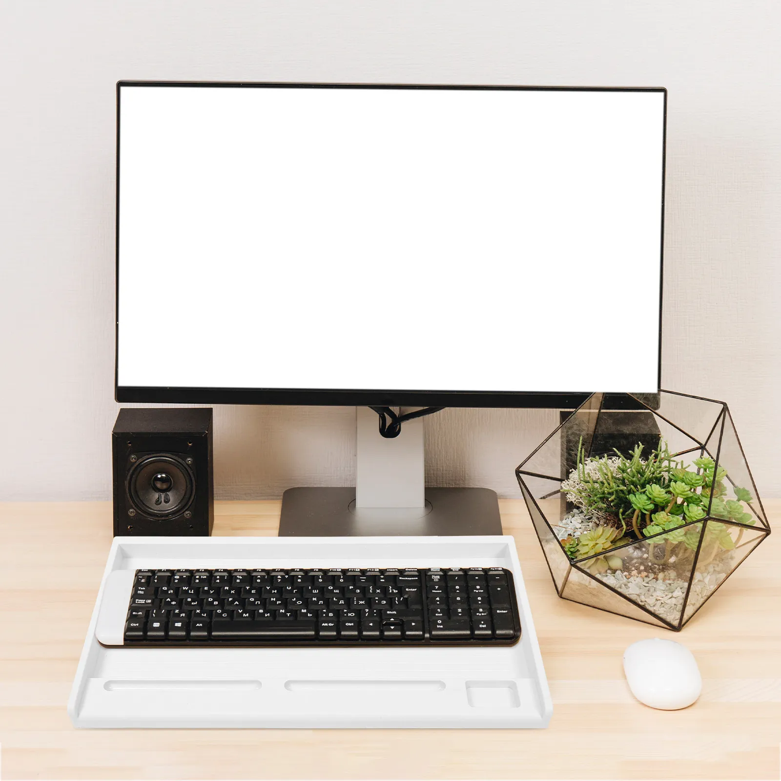 

Under Desk Keyboard Tray Slide Out White Compact Drawer for Home Office Desktop Space Saving Keyboard Storage Solution