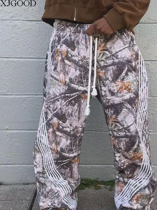 

Men's Casual Camouflage Le Print Pants Dstring Straight Leg Trousers Comfortable Loose Fit Autumn Spring Faion