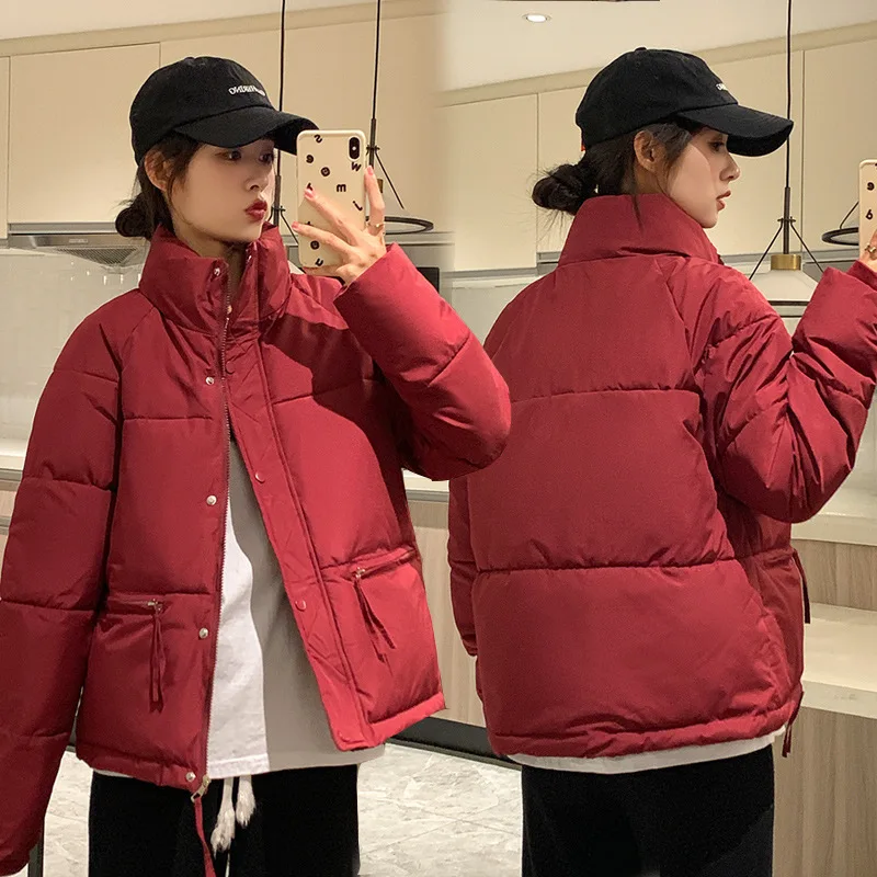 

Parkas Women Parkas Cotton Padded Jacket Coat Single Breasted Stand Collar Overcoat Winter Windproof Office Lady Outerwear