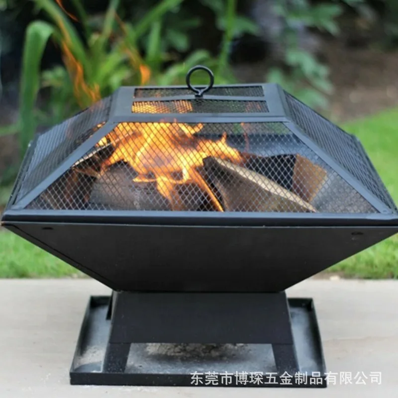 

Outdoor square wood Portable camping campfire Picnic stove Tea burning charcoal oven Winter roasting
