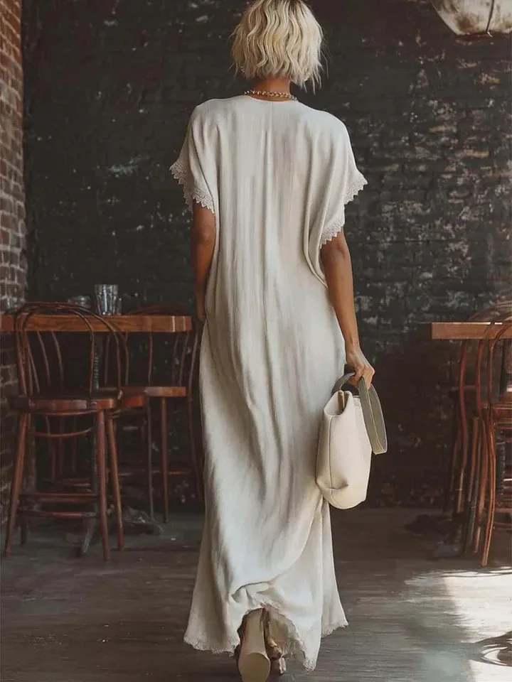 Elegant Lace Long Dresses 2026 Women's Summer Short Sleeve Loose Dresses Fashion Casual Party Dress Vestidos For Female Robes - Image 3