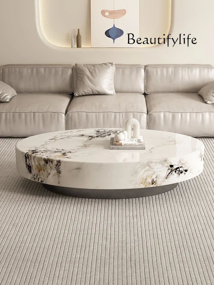 

журнальный столик Natural Marble Tea Table Oval Cold Jade Italian Style Light Luxury Cream Style High-End Tea Table
