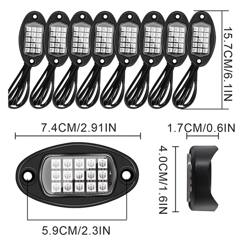 Imagen 2 del producto Lámpara ambiental decorativa para chasis de coche, luces LED de ambiente RGB de 12V para SUV, ATV, barco, Jeep, todoterreno, camión 4x4