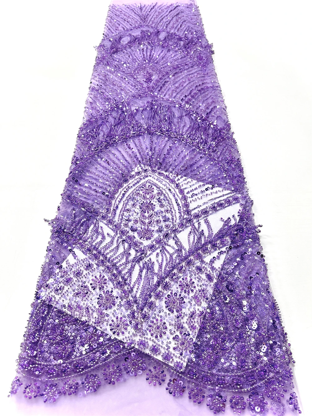 

Luxury African Lace Fabric 5 Yards Dubai Beaded Tulle Lace Fabric Embroidered Sequins Nigerian Fabrics for Wedding Party