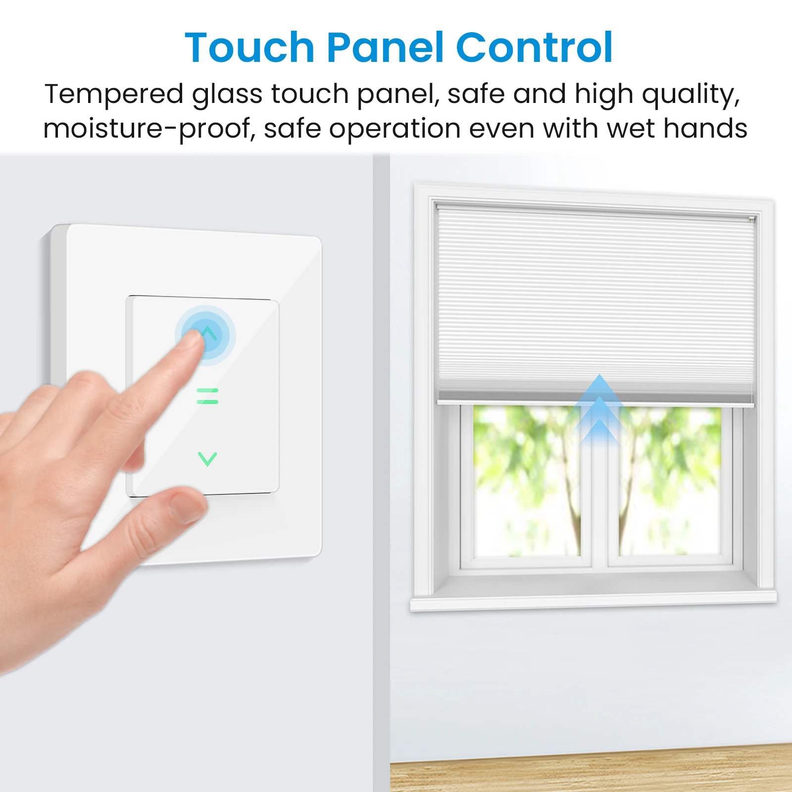 QCSMART Tuya Smart Life Curtain Motorized Glass Frame Panel Switch Backlight Remote Control Alexa Google Assistant