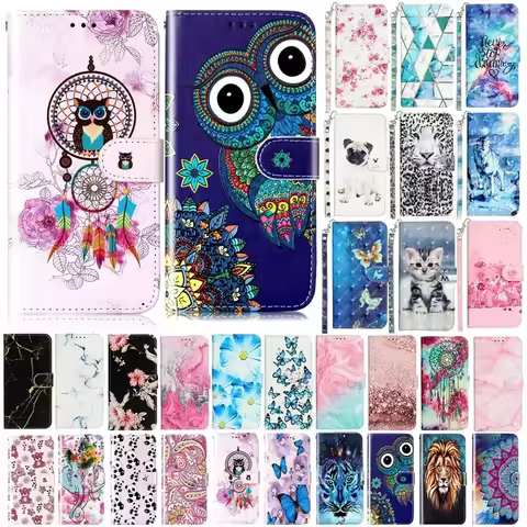 S21 FE S21FE S 21 Case for Samsung Galaxy S21 FE 5G Capa Owl Cover for Galaxy S21 Ultra S21 Plus Etui Leather Wallet Phone Cases