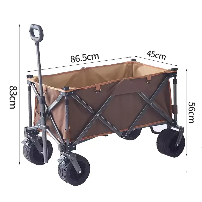 Metal Garden Stroller Outdoor Wagon Trolley Foldable Beach Trolley Utility Camping Hand Cart Portable Folding