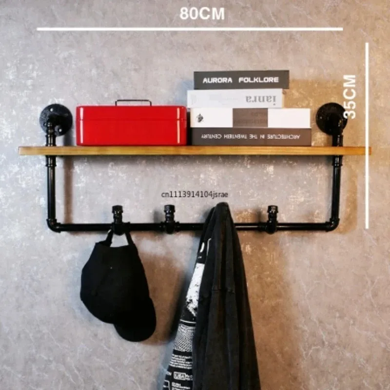 Industrial Pipe Storage Shelf Retro Solid Wood Wall Mounted Bookshelf Versatile Room Divider Floating Display Shelf